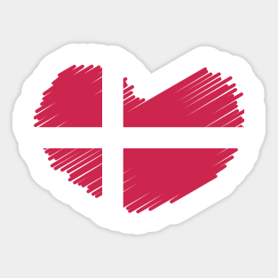 Denmark Heart Flag Design Sticker